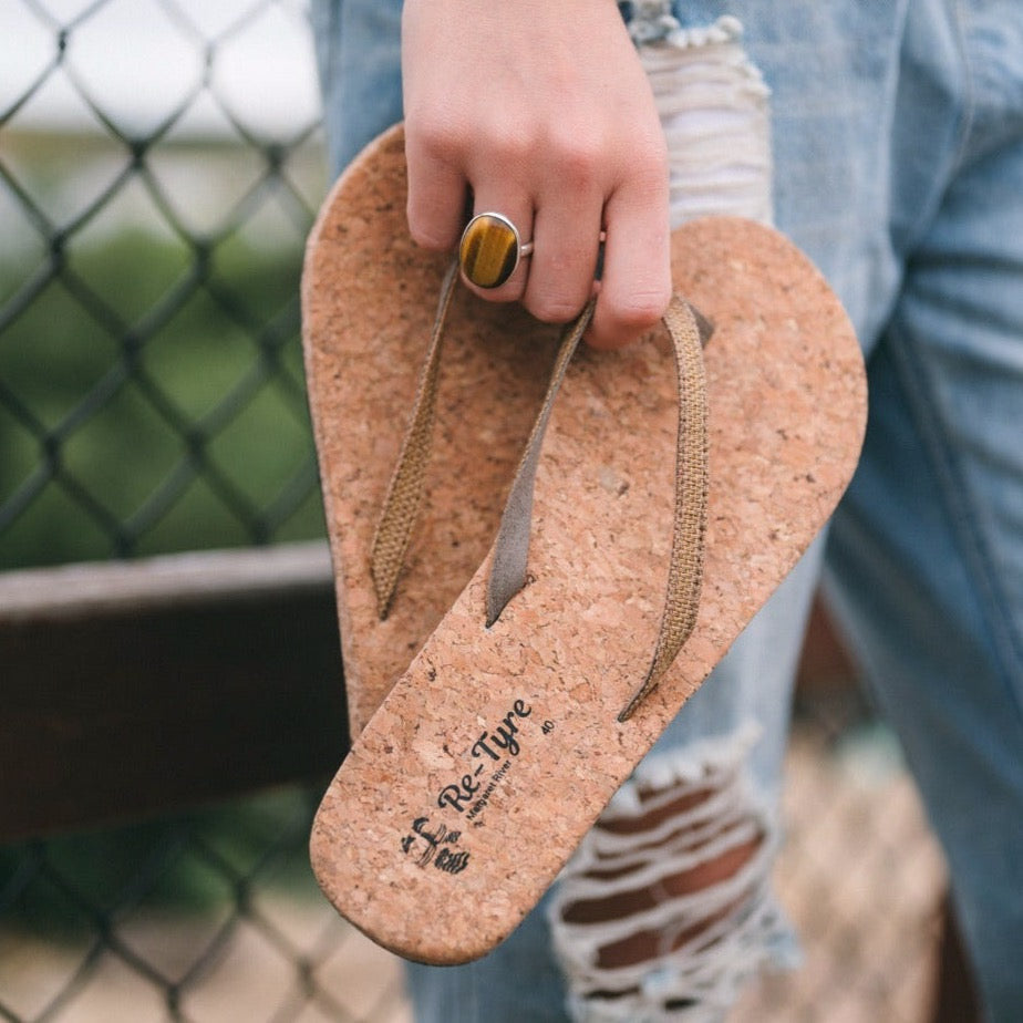 Women's Cork Thongs - Natural Hemp